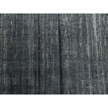 Load image into Gallery viewer, 10&#39;x14&#39; Charcoal Gray Vertical Ombre Design Pure Silk With Textured Wool Hand Knotted Oriental Rug FWR451542