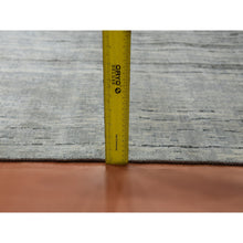 Load image into Gallery viewer, 10&#39;x14&#39; Charcoal Gray Vertical Ombre Design Pure Silk With Textured Wool Hand Knotted Oriental Rug FWR451542
