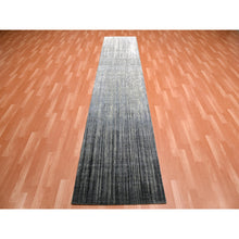 Load image into Gallery viewer, 2&#39;6&quot;x12&#39;6&quot; Gray And Black, Modern Ombre Design Densely Woven, Soft Wool Hand Knotted, Runner Oriental Rug FWR451560