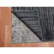 Load image into Gallery viewer, 2&#39;6&quot;x12&#39;6&quot; Gray And Black, Modern Ombre Design Densely Woven, Soft Wool Hand Knotted, Runner Oriental Rug FWR451560