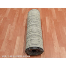 Load image into Gallery viewer, 2&#39;6&quot;x12&#39;6&quot; Gray And Black, Modern Ombre Design Densely Woven, Soft Wool Hand Knotted, Runner Oriental Rug FWR451560