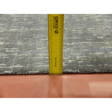 Load image into Gallery viewer, 2&#39;6&quot;x12&#39;6&quot; Gray And Black, Modern Ombre Design Densely Woven, Soft Wool Hand Knotted, Runner Oriental Rug FWR451560