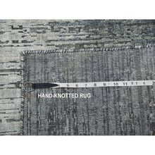 Load image into Gallery viewer, 3&#39;x5&#39;3&quot; Charcoal Gray, Hand Knotted Modern Vertical Ombre Design, Pure Silk With Textured Wool, Oriental Rug FWR451572