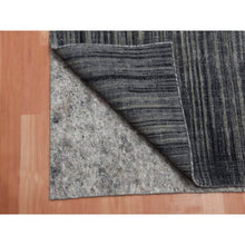 Load image into Gallery viewer, 2&#39;6&quot;x12&#39;6&quot; Gray And Black, Modern Ombre Design Densely Woven, Hand Knotted, Extra Soft Wool Runner Oriental Rug FWR451578