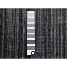 Load image into Gallery viewer, 2&#39;6&quot;x12&#39;6&quot; Gray And Black, Modern Ombre Design Densely Woven, Hand Knotted, Extra Soft Wool Runner Oriental Rug FWR451578