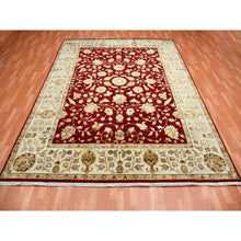 Load image into Gallery viewer, 9&#39;x12&#39; Burgundy Red, Rajasthan All Over Leaf Design Thick And Plush, Wool And Silk Hand Knotted, Oriental Rug FWR451590