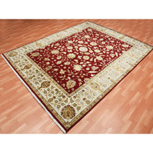 Load image into Gallery viewer, 9&#39;x12&#39; Burgundy Red, Rajasthan All Over Leaf Design Thick And Plush, Wool And Silk Hand Knotted, Oriental Rug FWR451590
