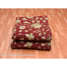 Load image into Gallery viewer, 9&#39;x12&#39; Burgundy Red, Rajasthan All Over Leaf Design Thick And Plush, Wool And Silk Hand Knotted, Oriental Rug FWR451590