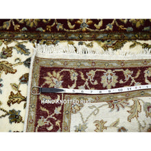 Load image into Gallery viewer, 2&#39;7&quot;x8&#39; Ivory, Wool And Silk Hand Knotted, Rajasthan With All Over Leaf Design Thick And Plush, Runner Oriental Rug FWR451656