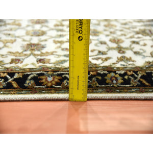 2'6"x8'2" Ivory, Wool And Silk Hand Knotted, Rajasthan With All Over Design Thick And Plush, Runner Oriental Rug FWR451668