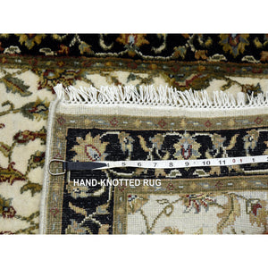 2'6"x8'2" Ivory, Wool And Silk Hand Knotted, Rajasthan With All Over Design Thick And Plush, Runner Oriental Rug FWR451668