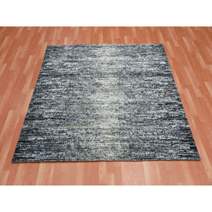 6'1"x6'1" Beige Wool and Plant Based Silk Hand Loomed Fine Jacquard with Erased Design Oriental Round Rug FWR379632