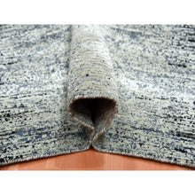 Load image into Gallery viewer, 6&#39;x9&#39; Black With Touches Of Gray, Wool And Pure Silk Hand Knotted, Striae Design, Oriental Rug FWR451710