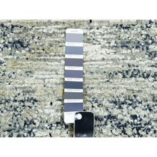 Load image into Gallery viewer, 6&#39;x9&#39; Black With Touches Of Gray, Wool And Pure Silk Hand Knotted, Striae Design, Oriental Rug FWR451710