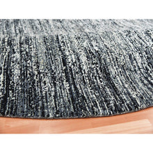 Load image into Gallery viewer, 8&#39;x8&#39; Black with Touches of Gray, Striae Design, Wool and Pure Silk Hand Knotted, Round Oriental Rug FWR451722