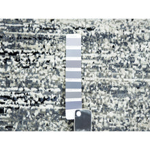 Load image into Gallery viewer, 8&#39;x8&#39; Black with Touches of Gray, Striae Design, Wool and Pure Silk Hand Knotted, Round Oriental Rug FWR451722