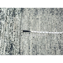 Load image into Gallery viewer, 8&#39;x8&#39; Black With Touches Of Gray, Striae Design, Wool And Pure Silk Hand Knotted, Round Oriental Rug FWR451722