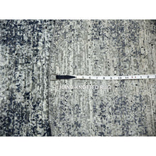 Load image into Gallery viewer, 6&#39;x6&#39; Black With Touches Of Gray, Striae Design, Wool And Pure Silk Hand Knotted, Round Oriental Rug FWR451728