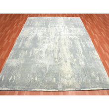 Load image into Gallery viewer, 9&#39;x12&#39;1&quot; Ash Gray, Modern Abstract Design With Soft Colors, Wool And Pure Silk Hand Knotted, Oriental Rug FWR451734