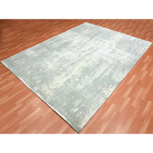 Load image into Gallery viewer, 9&#39;x12&#39;1&quot; Ash Gray, Modern Abstract Design With Soft Colors, Wool And Pure Silk Hand Knotted, Oriental Rug FWR451734