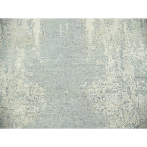 9'x12'1" Ash Gray, Modern Abstract Design With Soft Colors, Wool And Pure Silk Hand Knotted, Oriental Rug FWR451734