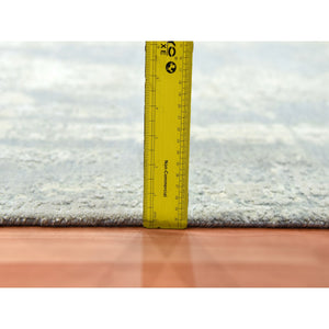 9'x12'1" Ash Gray, Modern Abstract Design With Soft Colors, Wool And Pure Silk Hand Knotted, Oriental Rug FWR451734