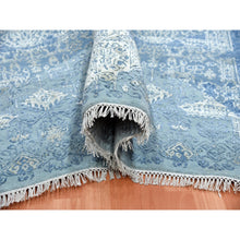 Load image into Gallery viewer, 10&#39;2&quot;x10&#39;2&quot; Sky Blue, Hand Knotted Jewellery Design With Soft Colors, Wool And Pure Silk, Square Oriental Rug FWR451746