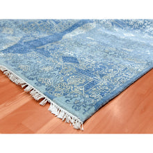 Load image into Gallery viewer, 10&#39;2&quot;x10&#39;2&quot; Sky Blue, Hand Knotted Jewellery Design With Soft Colors, Wool And Pure Silk, Square Oriental Rug FWR451746