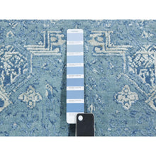 Load image into Gallery viewer, 10&#39;2&quot;x10&#39;2&quot; Sky Blue, Hand Knotted Jewellery Design With Soft Colors, Wool And Pure Silk, Square Oriental Rug FWR451746
