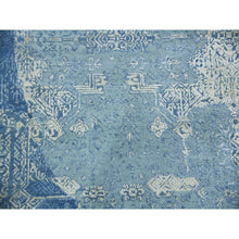 Load image into Gallery viewer, 10&#39;2&quot;x10&#39;2&quot; Sky Blue, Hand Knotted Jewellery Design With Soft Colors, Wool And Pure Silk, Square Oriental Rug FWR451746