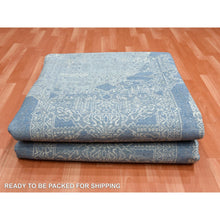 Load image into Gallery viewer, 10&#39;2&quot;x10&#39;2&quot; Sky Blue, Hand Knotted Jewellery Design With Soft Colors, Wool And Pure Silk, Square Oriental Rug FWR451746