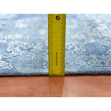 Load image into Gallery viewer, 10&#39;2&quot;x10&#39;2&quot; Sky Blue, Hand Knotted Jewellery Design With Soft Colors, Wool And Pure Silk, Square Oriental Rug FWR451746