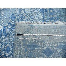 Load image into Gallery viewer, 10&#39;2&quot;x10&#39;2&quot; Sky Blue, Hand Knotted Jewellery Design With Soft Colors, Wool And Pure Silk, Square Oriental Rug FWR451746