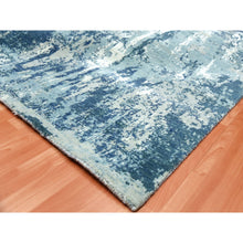 Load image into Gallery viewer, 10&#39;1&quot;x10&#39;1&quot; Oceanic Blue, Abstract Design Hi-low Pile, Pure Silk And Wool Hand Knotted, Square Oriental Rug FWR451752