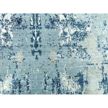 Load image into Gallery viewer, 10&#39;1&quot;x10&#39;1&quot; Oceanic Blue, Abstract Design Hi-Low Pile, Pure Silk and Wool Hand Knotted, Square Oriental Rug FWR451752