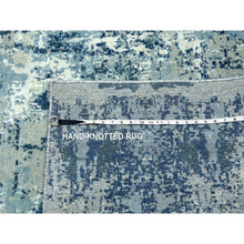 Load image into Gallery viewer, 10&#39;1&quot;x10&#39;1&quot; Oceanic Blue, Abstract Design Hi-Low Pile, Pure Silk and Wool Hand Knotted, Square Oriental Rug FWR451752