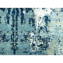 Load image into Gallery viewer, 7&#39;1&quot;x7&#39;1&quot; Oceanic Blue, Pure Silk And Wool Hand Knotted, Abstract Design Hi-low Pile, Round Oriental Rug FWR451764