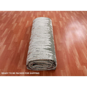 8'10"x11'10" Earth Tone Colors, Modern, Cardiac Design, Pure Silk And Textured Wool, Hand Knotted Oriental Rug FWR451770