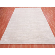 Load image into Gallery viewer, 9&#39;x12&#39; Rose White With Timberwolf Cast, Pure Silk With Textured Wool, Tone On Tone, Hand Knotted, Oriental Rug FWR451788