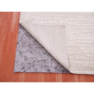 9'x12' Rose White With Timberwolf Cast, Pure Silk With Textured Wool, Tone On Tone, Hand Knotted, Oriental Rug FWR451788