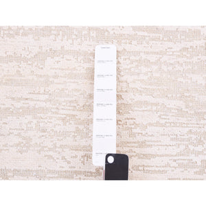 9'x12' Rose White With Timberwolf Cast, Pure Silk With Textured Wool, Tone On Tone, Hand Knotted, Oriental Rug FWR451788