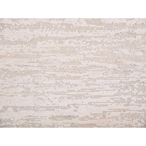 9'x12' Rose White With Timberwolf Cast, Pure Silk With Textured Wool, Tone On Tone, Hand Knotted, Oriental Rug FWR451788