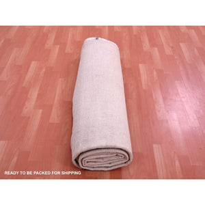 9'x12' Rose White With Timberwolf Cast, Pure Silk With Textured Wool, Tone On Tone, Hand Knotted, Oriental Rug FWR451788