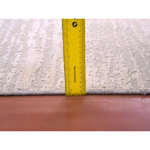 9'x12' Rose White With Timberwolf Cast, Pure Silk With Textured Wool, Tone On Tone, Hand Knotted, Oriental Rug FWR451788