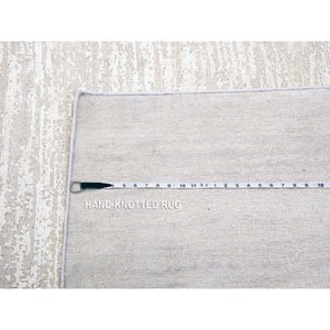 9'x12' Rose White With Timberwolf Cast, Pure Silk With Textured Wool, Tone On Tone, Hand Knotted, Oriental Rug FWR451788
