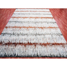 Load image into Gallery viewer, 10&#39;2&quot;x14&#39; Earth Tone Colors, Modern, Cardiac Design, Pure Silk And Textured Wool, Hand Knotted, Oriental Rug FWR451794