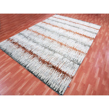 Load image into Gallery viewer, 10&#39;2&quot;x14&#39; Earth Tone Colors, Modern, Cardiac Design, Pure Silk and Textured Wool, Hand Knotted, Oriental Rug FWR451794