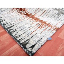 Load image into Gallery viewer, 10&#39;2&quot;x14&#39; Earth Tone Colors, Modern, Cardiac Design, Pure Silk And Textured Wool, Hand Knotted, Oriental Rug FWR451794