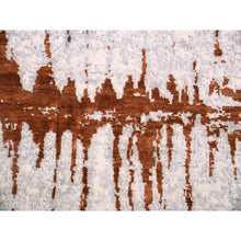 Load image into Gallery viewer, 10&#39;2&quot;x14&#39; Earth Tone Colors, Modern, Cardiac Design, Pure Silk and Textured Wool, Hand Knotted, Oriental Rug FWR451794