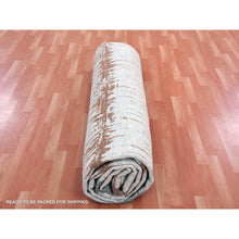 Load image into Gallery viewer, 10&#39;2&quot;x14&#39; Earth Tone Colors, Modern, Cardiac Design, Pure Silk and Textured Wool, Hand Knotted, Oriental Rug FWR451794
